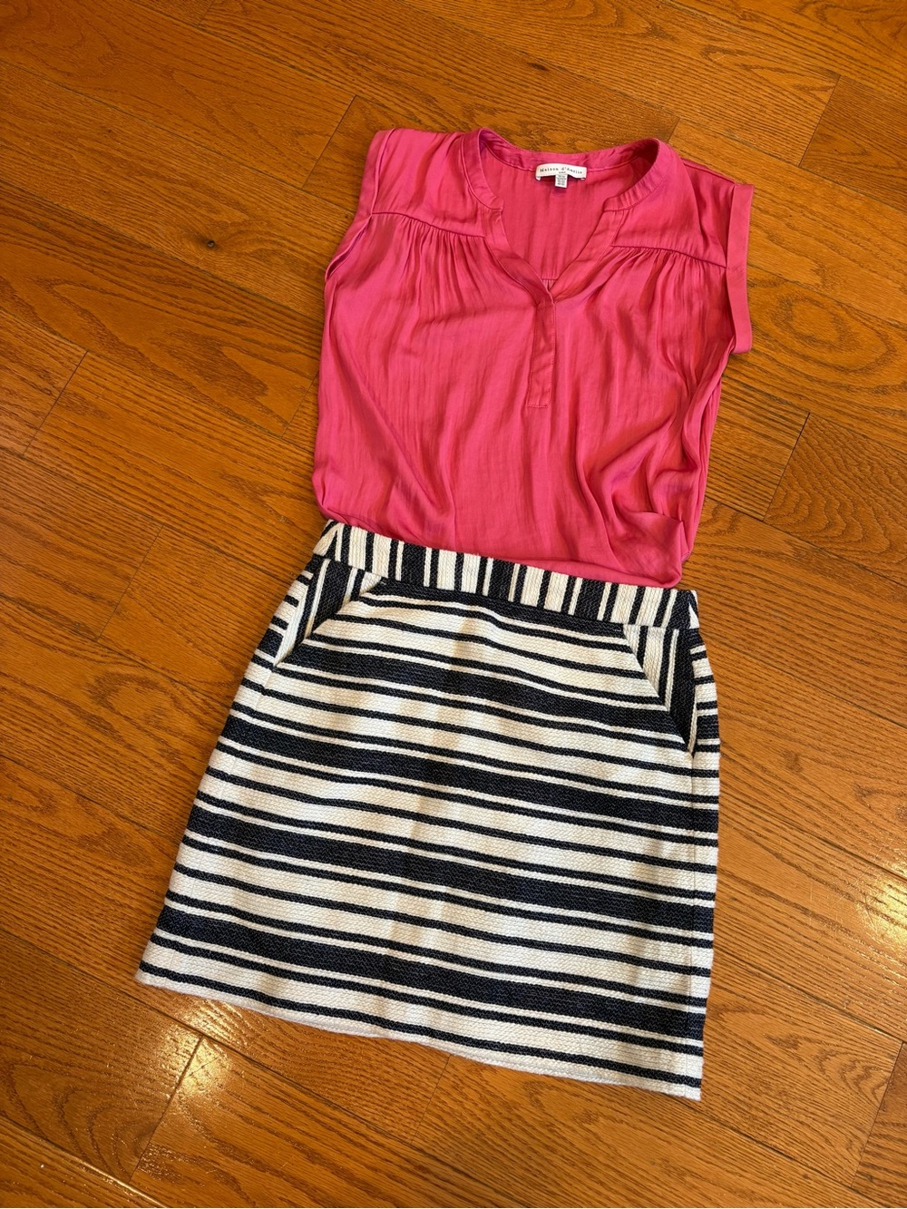 Maison d’Amélie Pink Sleeveless Blouse &  Skirt Outfit XS/2 Preppy Office Siren